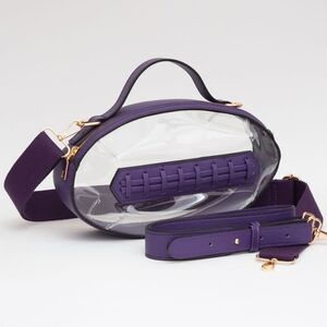 Purple Clear Transparent Bag Football Purse Crossbody Statement Womens Accessory